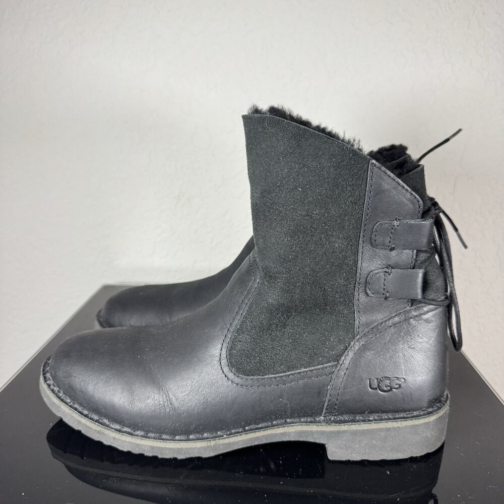 UGG Naiyah boots in black nubuck leather with genuine shearling lining 10